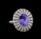 4.21 ctw Tanzanite and Diamond Ring - 14KT White Gold