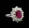 GIA Cert 2.17 ctw Ruby and Diamond Ring - 14KT White Gold