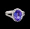 3.88 ctw Tanzanite and Diamond Ring - 14KT White Gold