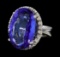 21.80 ctw Tanzanite and Diamond Ring - 14KT White Gold