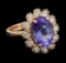 4.45 ctw Tanzanite and Diamond Ring - 14KT Rose Gold