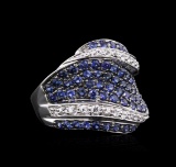 10KT White Gold 2.71 ctw Blue and White Sapphire Ring