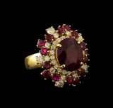 14KT Yellow Gold 10.52 ctw Ruby and Diamond Ring