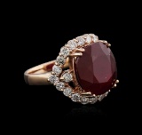 14KT Rose Gold 15.28 ctw Ruby and Diamond Ring