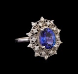 4.10 ctw Tanzanite and Diamond Ring - 14KT White Gold