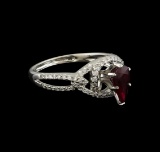 1.09 ctw Ruby and Diamond Ring - 18KT White Gold