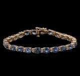 15.60 ctw Blue Sapphire and Diamond Bracelet - 14KT Rose Gold