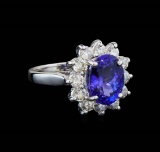 3.74 ctw Tanzanite and Diamond Ring - 14KT White Gold