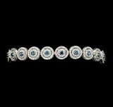 4.58 ctw Blue and White Diamond Bracelet - 14KT White Gold