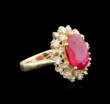 3.82 ctw Ruby and Diamond Ring - 14KT Yellow Gold
