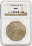 1921 $1 Morgan Silver Dollar Coin NGC MS65