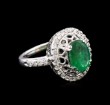 1.90 ctw Emerald and Diamond Ring - 14KT White Gold