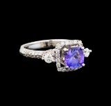 14KT White Gold 1.11 ctw Tanzanite and Diamond Ring