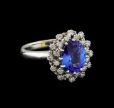 2.3 ctw Tanzanite and Diamond Ring - 14KT White Gold