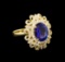 4.12 ctw Tanzanite and Diamond Ring - 14KT Yellow Gold