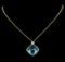 20.00 ctw Blue Topaz and Diamond Necklace - 18KT Yellow Gold