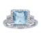 2.15 ctw Aquamarine and Diamond Ring - 14KT White Gold