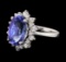 4.06 ctw Tanzanite and Diamond Ring - 14KT White Gold