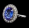 4.18 ctw Tanzanite and Diamond Ring - 14KT White Gold