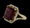 12.34 ctw Rubellite and Diamond Ring - 14KT Yellow Gold