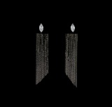 Dangle Crystal Teardrop Earrings - Black Rhodium Plated