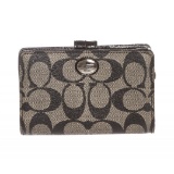 Coach Black Monogram Canvas Patent Leather Wallet