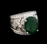 14KT White Gold 6.63 ctw Emerald and Diamond Ring