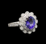 14KT White Gold 1.59 ctw Tanzanite and Diamond Ring