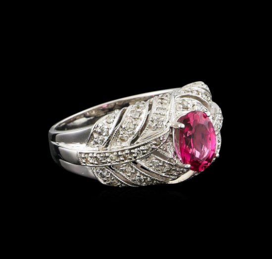 1.34 ctw Pink Tourmaline and Diamond Ring - 10KT White Gold