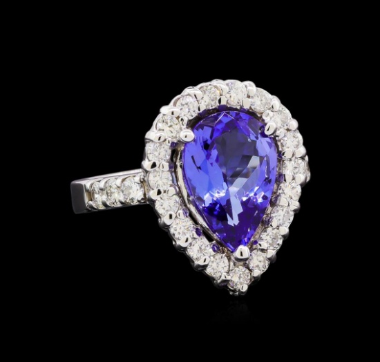 3.10 ctw Tanzanite and Diamond Ring - 14KT White Gold