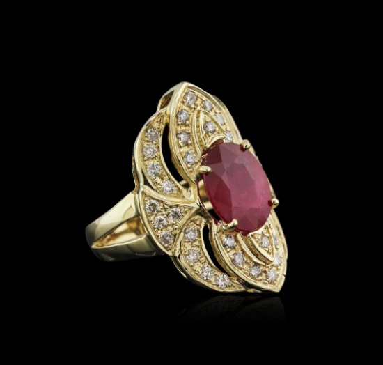 14KT Yellow Gold 4.06 ctw Ruby and Diamond Ring