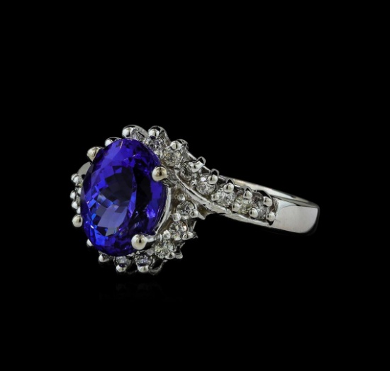 3.60 ctw Tanzanite and Diamond Ring - 14KT White Gold