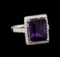 14KT White Gold 6.43 ctw Amethyst and Diamond Ring