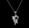 0.87 ctw Blue Sapphire and Diamond Pendant With Chain - 14KT White Gold