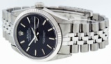Rolex Mens Stainless Steel Black Index 36mm Datejust Wristwatch