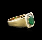 1.95 ctw Emerald and Diamond Ring - 14KT Yellow Gold