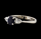0.70 ctw Sapphire and Diamond Ring - 14KT White Gold
