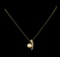 Pearl and Diamond Pendant With Chain - 14KT Yellow Gold