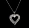 10KT White Gold 0.50 ctw Diamond Heart Pendant With Chain