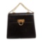 Salvatore Ferragamo Black Leather Chain Link Shoulder Handbag