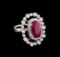 GIA Cert 5.36 ctw Ruby and Diamond Ring - 14KT White Gold
