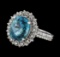 7.16 ctw Blue Zircon and Diamond Ring - 14KT White Gold