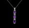 Crayola 7.80 ctw Amethyst and White Sapphire Pendant With Chain - .925 Silver