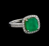14KT Two-Tone Gold 3.85 ctw Emerald and Diamond Ring