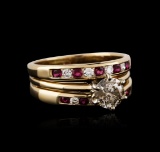 14KT Yellow Gold 1.08 ctw Diamond and Ruby Ring