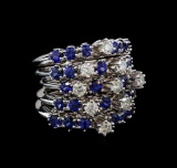 14KT White Gold 5.72 ctw Sapphire and Diamond Ring