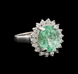 4.66 ctw Emerald and Diamond Ring - 14KT White Gold