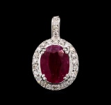 3.68 ctw Ruby and Diamond Pendant - 14KT White Gold