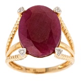 12.48 ctw Ruby and Diamond Ring - 14KT Yellow Gold