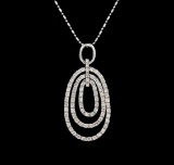 14KT White Gold 1.30 ctw Diamond Pendant With Chain